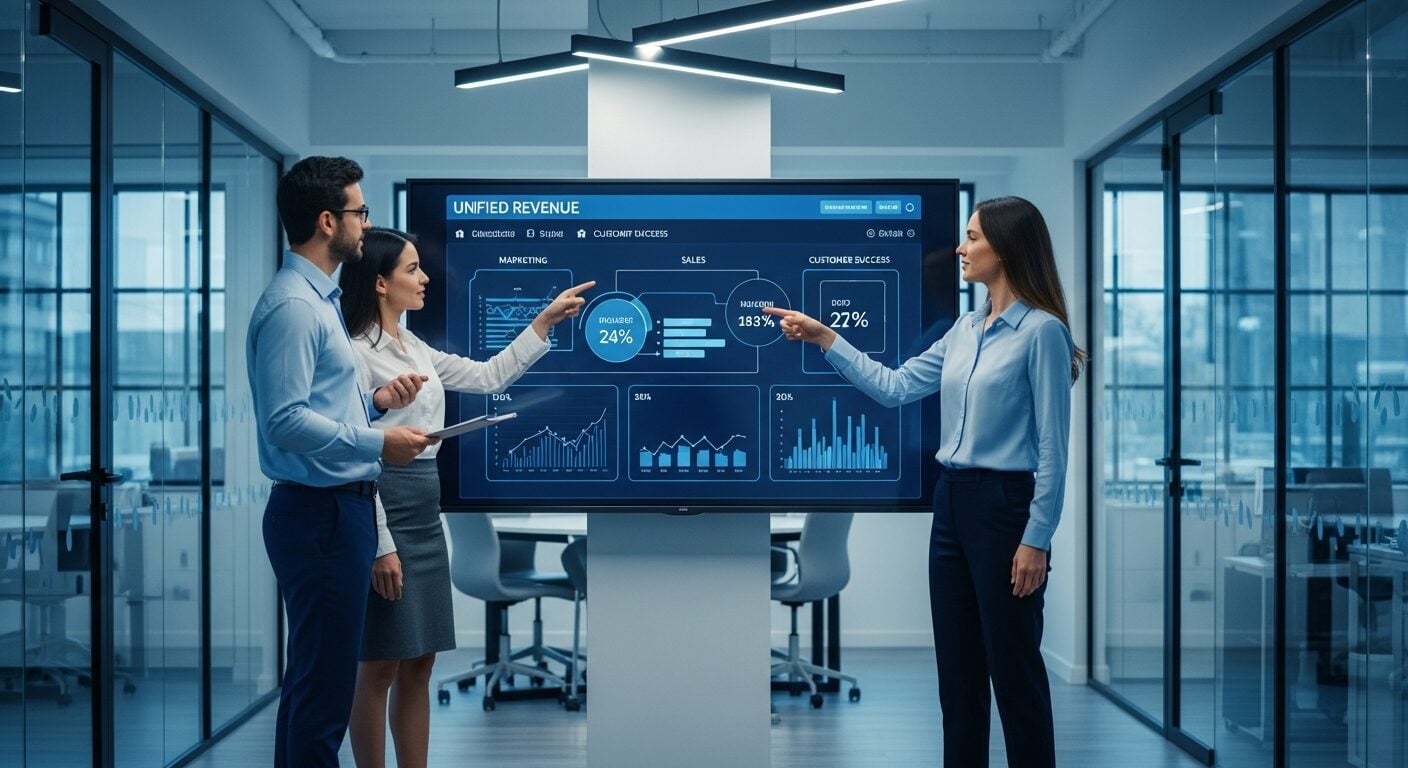 RevOps B2B estruturando funil unificado de marketing, vendas e Customer Success